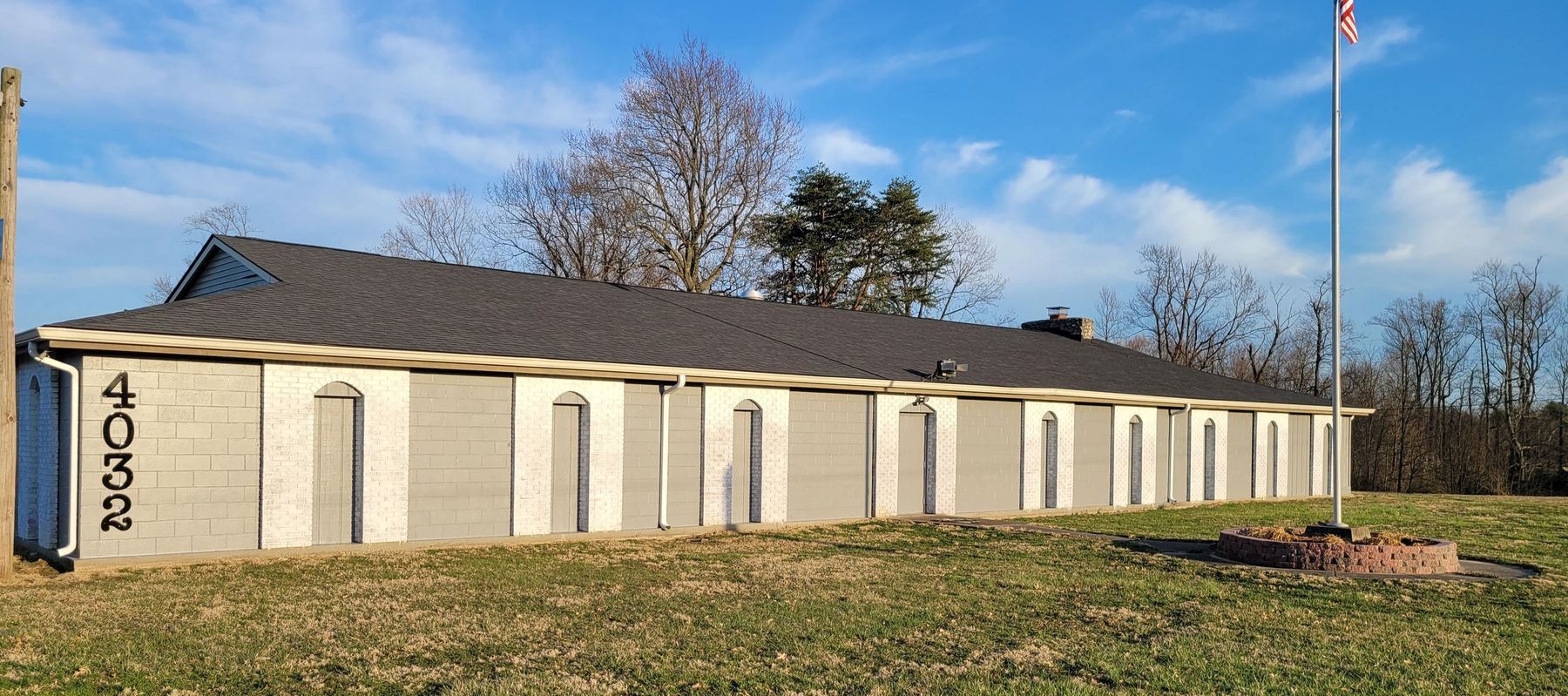 The front of the Floyds Knobs Community Club building at 4032 Weber Lane